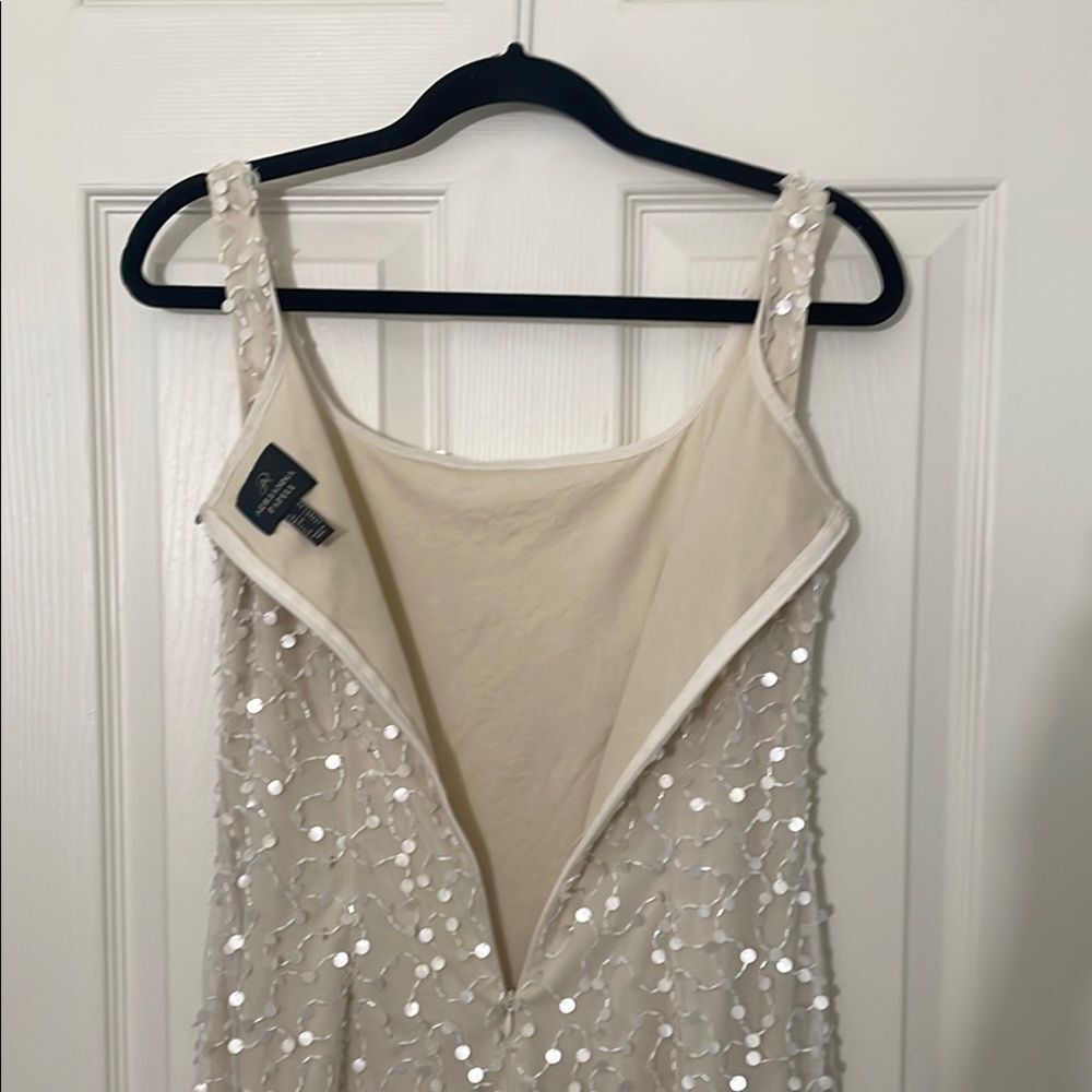 ADRIANNA PAPELL Short Ivory Beaded Cocktail Dress Short Shift Dress 6 - Picture 8 of 8